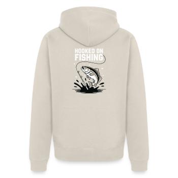 Accroché à la pêche - Pêcheur Spruch - Veste à capuche bio Premium Unisexe - beige - Dos - Thijin (182cm)
