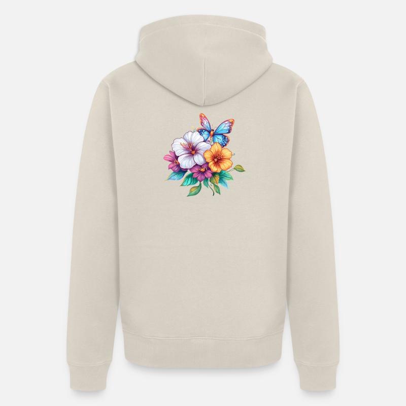 Bouquet avec papillon - Veste à capuche bio Premium Unisexe - beige