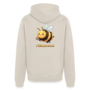 Plattdüütsch Edition: Plüschmors - Unisex Premium Bio Zip Hoodie - Beige - Hinten - Thijin (182cm)