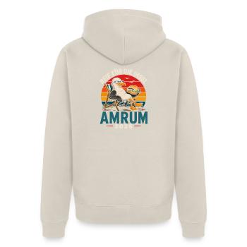 Möwe am Strand: Inselurlaub 2026 - Unisex Premium Bio Zip Hoodie - Beige - Hinten - Thijin (182cm)