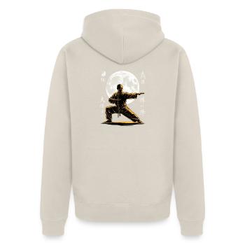 Tai Chi Zen Meditation – Chi Qigong Training - Unisex Premium Organic Zip Hoodie - beige - Back - Thijin (182cm)