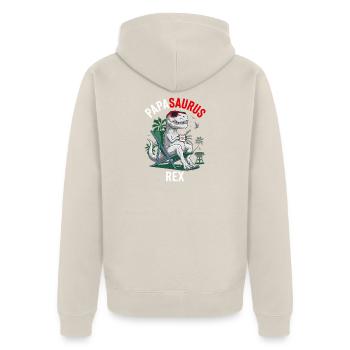 Papasaurus Rex Humor Vatertags-Grillfest - Unisex Premium Bio Zip Hoodie - Beige - Hinten - Thijin (182cm)