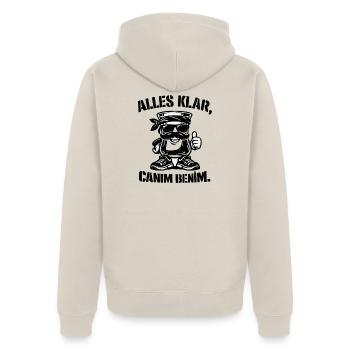 Alles klar, Canım Benim – Türkisches Teeglas Stree - Unisex Premium Bio Zip Hoodie - Beige - Hinten - Thijin (182cm)