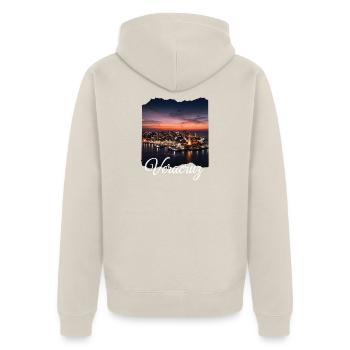 Veracruz Sonnenuntergang Hafenpanorama - Unisex Premium Bio Zip Hoodie - Beige - Hinten - Thijin (182cm)