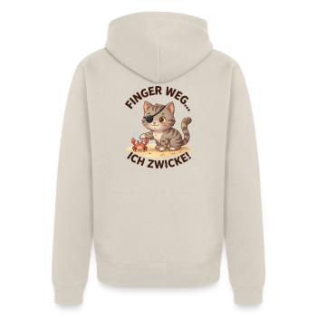 Katze Krabbe Finger weg Spruch - Unisex Premium Bio Zip Hoodie - Beige - Hinten - Thijin (182cm)