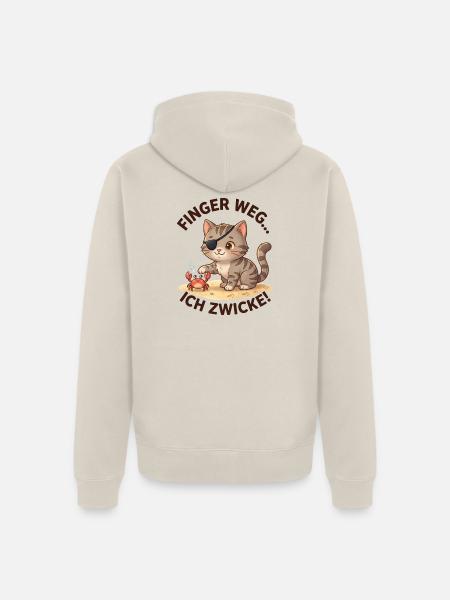 Katze Krabbe Finger weg Spruch - Unisex Premium Bio Zip Hoodie - Beige