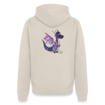 Purple Dragon Crystal Design - Unisex Premium Organic Zip Hoodie - beige - Back - Thijin (182cm)
