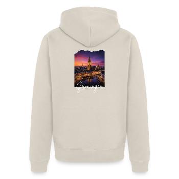 Groningen Abendmotive Skyline - Unisex Premium Bio Zip Hoodie - Beige - Hinten - Thijin (182cm)