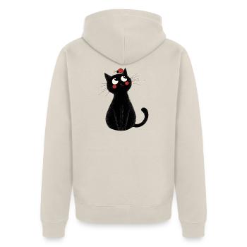 Chat avec coccinelle - Veste à capuche bio Premium Unisexe - beige - Dos - Thijin (182cm)