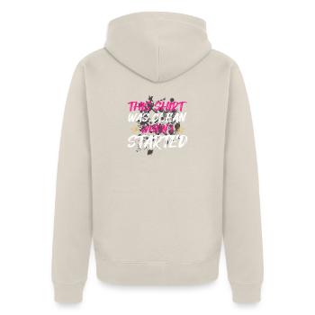 Clean when i Schlammlauf Mud Run Muddy Race - Unisex Premium Bio Zip Hoodie - Beige - Hinten - Thijin (182cm)