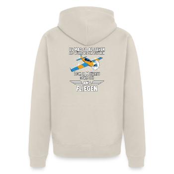 Hobbypiloten Geschenk Piloten - Unisex Premium Bio Zip Hoodie - Beige - Hinten - Thijin (182cm)