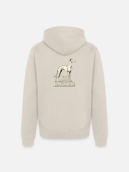 Großes dunkles, gutaussehendes Windhundhemd - Unisex Premium Bio Zip Hoodie - Beige