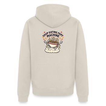 Suppen-essende Furzmaschine Witz Lustiger Humor-Liebhaber - Unisex Premium Bio Zip Hoodie - Beige - Hinten - Thijin (182cm)