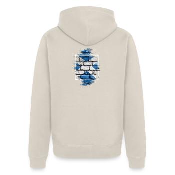 Saltire Brick Graffiti - Unisex Premium Bio Zip Hoodie - Beige - Hinten - Thijin (182cm)