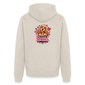 Cocker Spaniel Mamaherzen - Unisex Premium Bio Zip Hoodie - Beige - Hinten - Thijin (182cm)