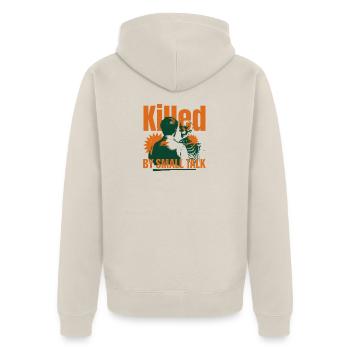 Introvertiert - Unisex Premium Bio Zip Hoodie - Beige - Hinten - Thijin (182cm)