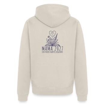 Werdende Mama 2027 Neues Kapitel beginnt - Unisex Premium Bio Zip Hoodie - Beige - Hinten - Thijin (182cm)