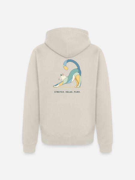 Stretch. Relax. Purr. – Katze - Unisex Premium Bio Zip Hoodie - Beige