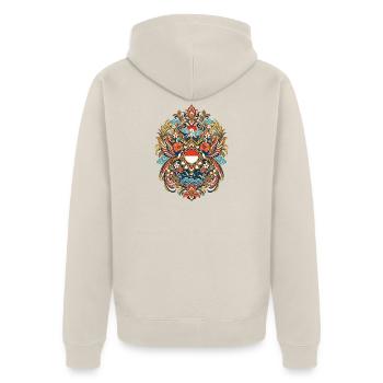 Indonesien | Inseln, Vulkan & Reis - Unisex Premium Bio Zip Hoodie - Beige - Hinten - Thijin (182cm)