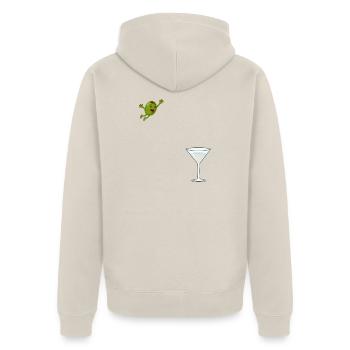 Olive springt ins Martiniglas Dirty Martini - Unisex Premium Bio Zip Hoodie - Beige - Hinten - Thijin (182cm)