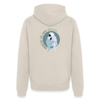 Papageien tanzen Forro: in deinen Armen fliegen - Unisex Premium Bio Zip Hoodie - Beige - Hinten - Thijin (182cm)