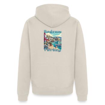 Bodrum Hafen Festung Urlaub Mittelmeer Europa - Unisex Premium Bio Zip Hoodie - Beige - Hinten - Thijin (182cm)