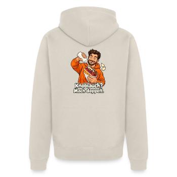 Döner mit Knoblauch - Unisex Premium Bio Zip Hoodie - Beige - Hinten - Thijin (182cm)