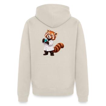 Roter Panda-Wissenschaftler mit Becher - Unisex Premium Bio Zip Hoodie - Beige - Hinten - Thijin (182cm)