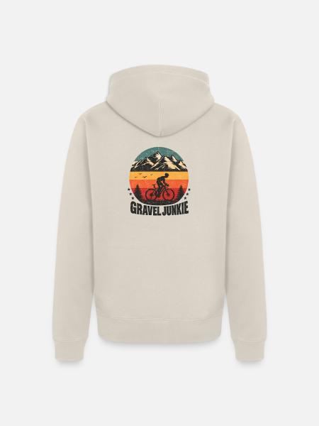 Gravel Junkie Mountain Sunset - Unisex Premium Bio Zip Hoodie - Beige