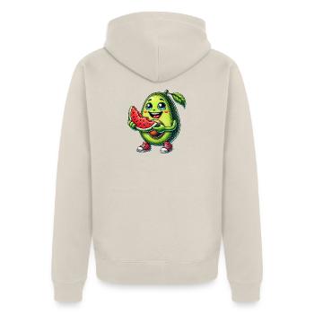 Süße Avocado Wassermelone Cartoon Sommer Früchte - Unisex Premium Bio Zip Hoodie - Beige - Hinten - Thijin (182cm)