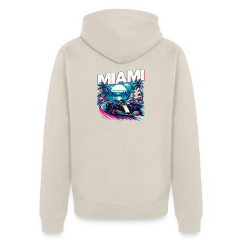 Miami Rennwochenende – Motorsport-Fan Florida - Unisex Premium Bio Zip Hoodie - Beige - Hinten - Thijin (182cm)