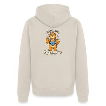 Erster Vatertag Geschenk für frischgebackenen Papa - Unisex Premium Bio Zip Hoodie - Beige - Hinten - Thijin (182cm)