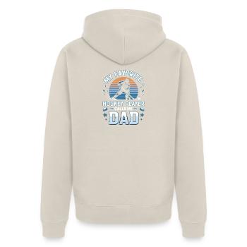  My Favorite Hockey Player Calls Me Dad Eishockey - Unisex Premium Bio Zip Hoodie - Beige - Hinten - Thijin (182cm)