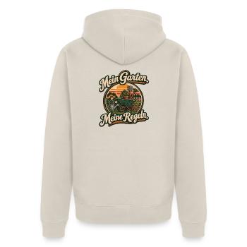 Gartenpatch: Meine Garten Meine Regeln - Unisex Premium Bio Zip Hoodie - Beige - Hinten - Thijin (182cm)