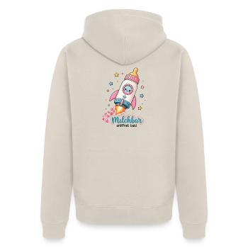 Milchbar Baby Fläschchen Lustiges Baby Motiv - Unisex Premium Bio Zip Hoodie - Beige - Hinten - Thijin (182cm)