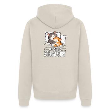 Schlafshirt Katze - Unisex Premium Bio Zip Hoodie - Beige - Hinten - Thijin (182cm)