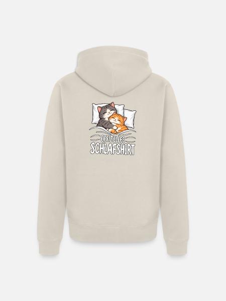 Schlafshirt Katze - Unisex Premium Bio Zip Hoodie - Beige