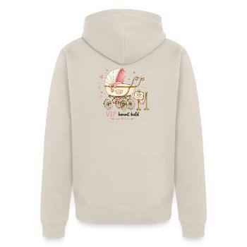 VIP Babyankündigung Schwangerschaft Baby Unterwegs - Unisex Premium Bio Zip Hoodie - Beige - Hinten - Thijin (182cm)