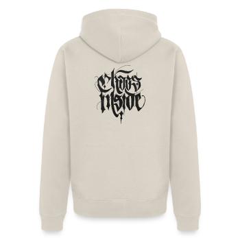 Chaos Inside - Unisex Premium Bio Zip Hoodie - Beige - Hinten - Thijin (182cm)