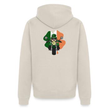 Leprechaun-Motorrad - Unisex Premium Bio Zip Hoodie - Beige - Hinten - Thijin (182cm)