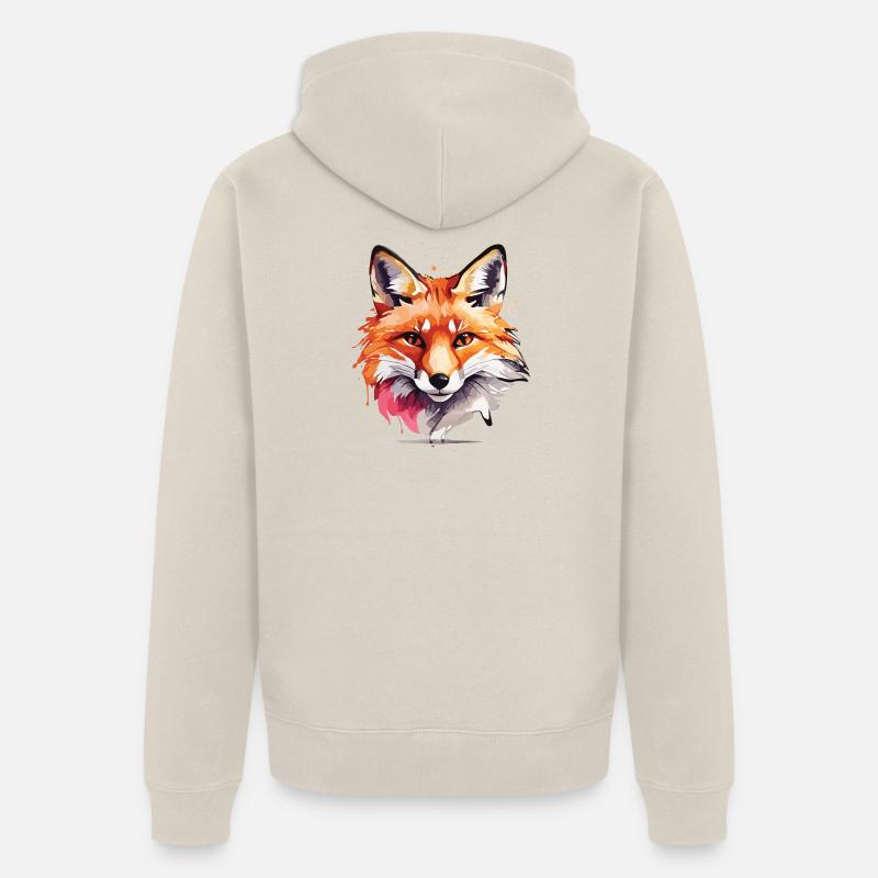 Renard mignon - Veste à capuche bio Premium Unisexe - beige