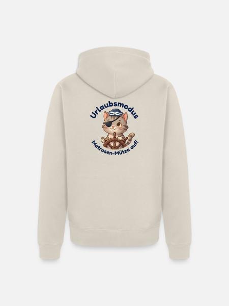 Kater Urlaubsmodus Matrosenmütze - Unisex Premium Bio Zip Hoodie - Beige