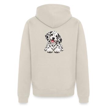 Dalmatiner Welpen - Unisex Premium Bio Zip Hoodie - Beige - Hinten - Thijin (182cm)