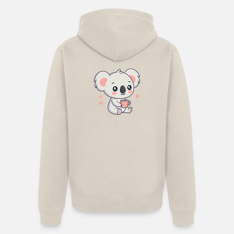 Koala Coeur et Café Douceur - Veste à capuche bio Premium Unisexe - beige