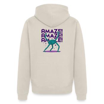Von Rocky inspirierte außerirdische Figur - Unisex Premium Bio Zip Hoodie - Beige - Hinten - Thijin (182cm)