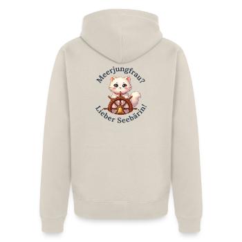 Meerjungfrau? Lieber Seebärin! - Unisex Premium Bio Zip Hoodie - Beige - Hinten - Thijin (182cm)