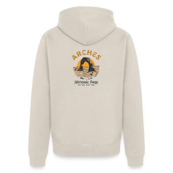 Vintage Arches Utah - Unisex Premium Bio Zip Hoodie - Beige - Hinten - Thijin (182cm)