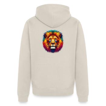 Löwe - Unisex Premium Bio Zip Hoodie - Beige - Hinten - Thijin (182cm)