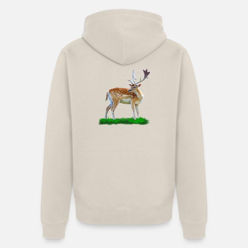 Style aquarelle cerf de forêt - Veste à capuche bio Premium Unisexe - beige