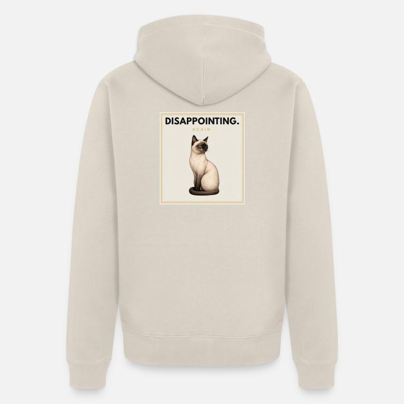 DISAPPOINTING Sarcastic Cat Design - Unisex Premium Bio Zip Hoodie - Beige